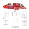 Modern Solid Wood Upholstered Extendable Square Sectional Mah Jong Sofa Living Room Furniture Modular Adjustable Apartment/Villa