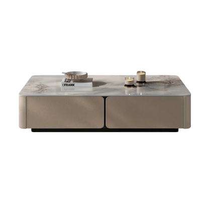 Italian Minimalist Stone Coffee Table Living Room Simple Modern Design Suitable Various Sizes Apartments Rectangular