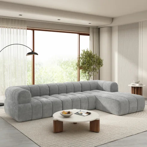 Modern L-Shaped Convertible Sectional Sofa Sofa Bed High-Density Fully Compressed Sponge Chaise Lounge 2-Piece Set Fully