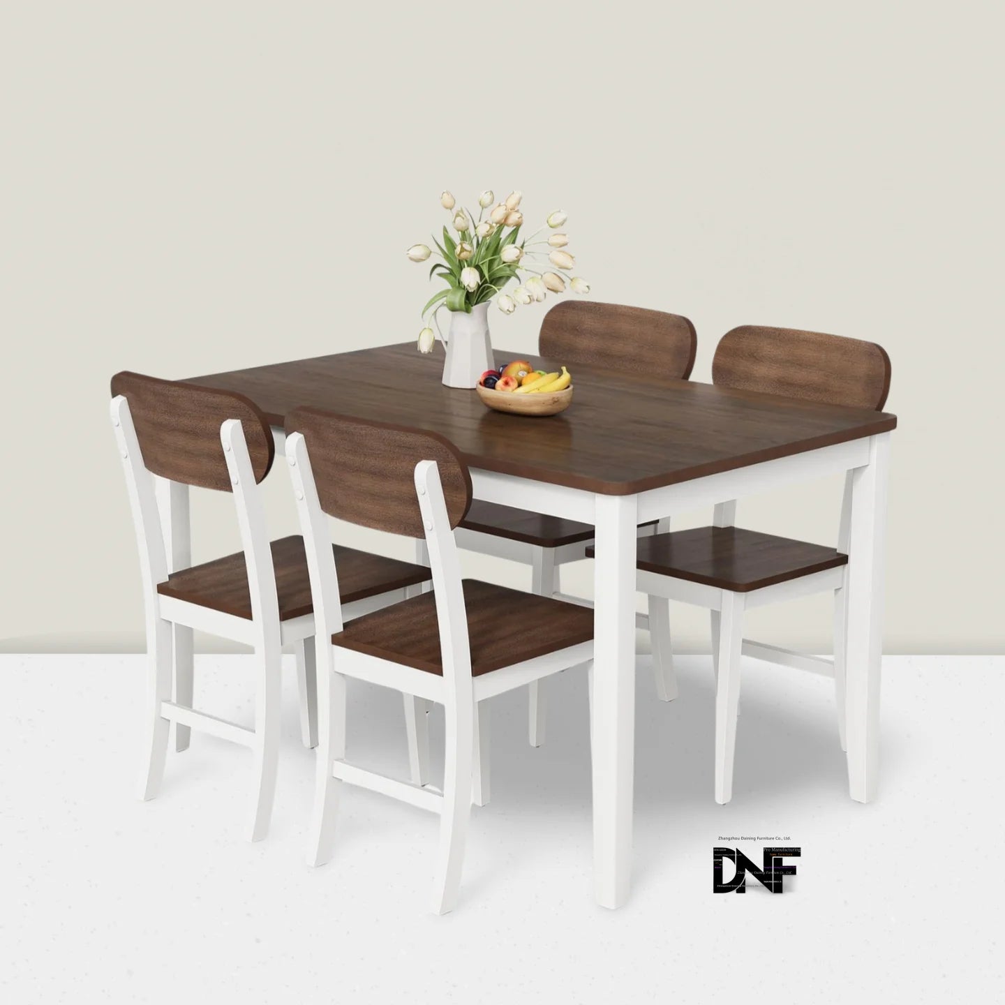 5-Piece Solid Wood Dining Table Set for 4