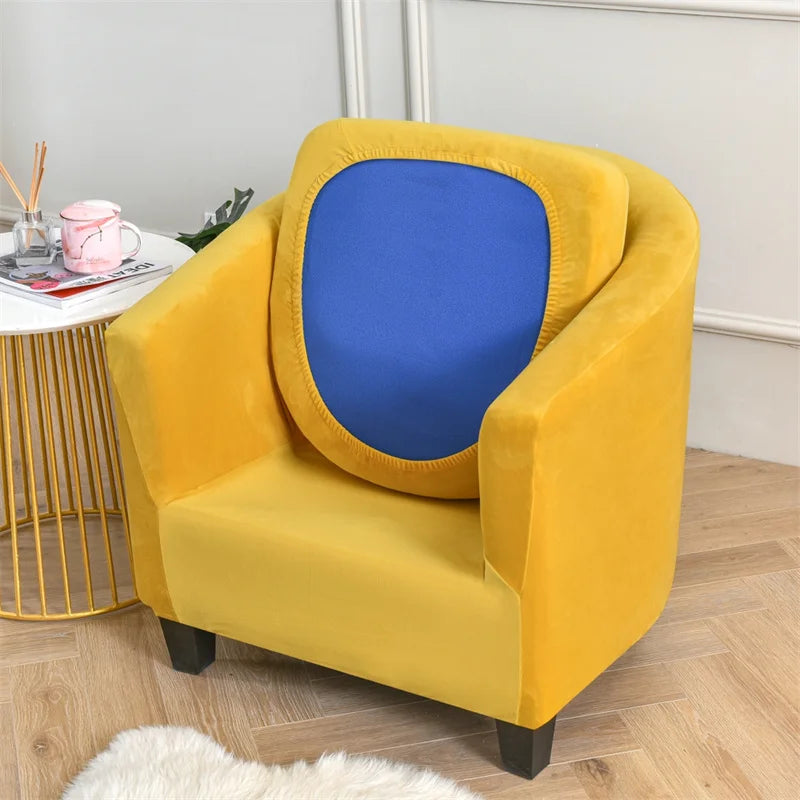 Velvet Arc Seat Sofa Cover Elastic Club Armchairs Covers Living Room Single Seat Tub Couch Slipcovers With Seat Cushion Covers