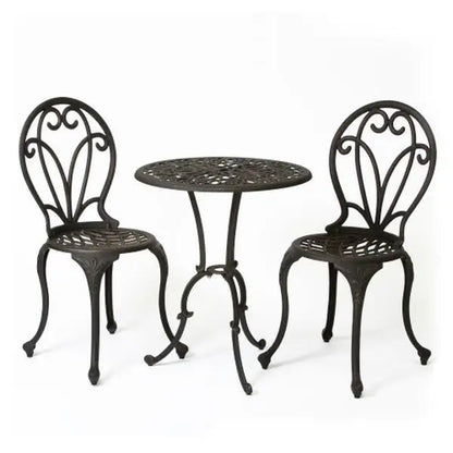 Thomas 3-Piece Modern Outdoor Cast Iron Bistro Set Stylish Patio Furniture for Garden Courtyard & Hotels Made in China