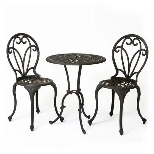 Thomas 3-Piece Modern Outdoor Cast Iron Bistro Set Stylish Patio Furniture for Garden Courtyard & Hotels Made in China
