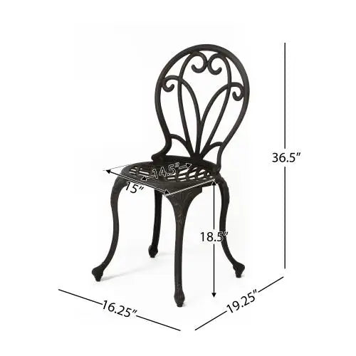 Thomas 3-Piece Modern Outdoor Cast Iron Bistro Set Stylish Patio Furniture for Garden Courtyard & Hotels Made in China
