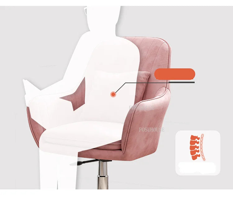 Ergonomic Nordic Office Chair Modern Design with Armrest Soft Cushion Lift Swivel Backrest Computer Chair for Home Conference