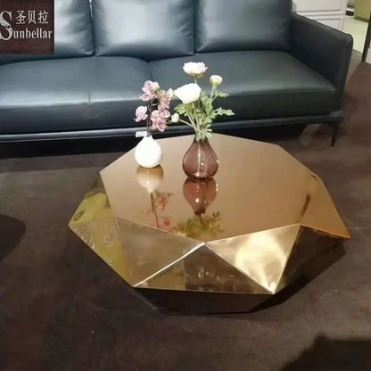 Luxury Design Diamond Shape Coffee Table Modern Rose Gold Stainless Steel Center Table Living Room Villa House Sofa Center Table