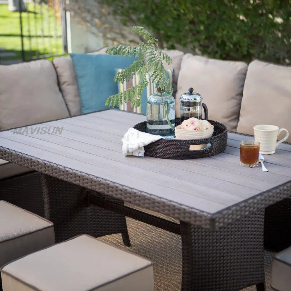 Nordic Rattan Sofa Combination For Courtyard Balcony Patio With Coffee Table Outdoor Garden Furniture Set Leisure Corner Sofas