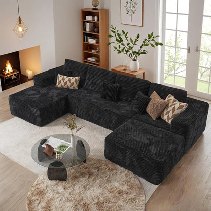 Factory Wholesale Modular U-Shape Cloud Sofa with Reversible Chaise, Vacuum Compressed & Boneless