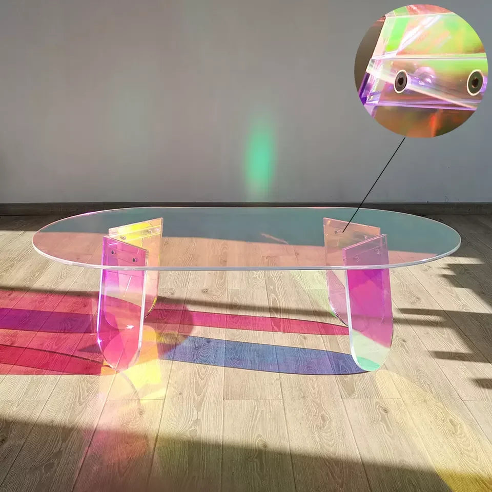 Nordic Modern Sofa Side Round Acrylic Coffee Table rainbow Colorful Living Room Center Side Tea Table