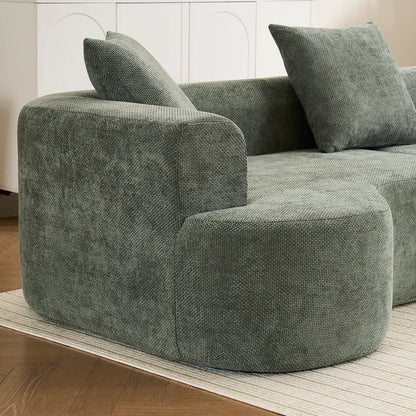 84" Chenille Convertible Modern Sofa Loveseat Deep Seat 2 Throw Pillows Memory Foam Living Room Apartment Office Lounge-Black