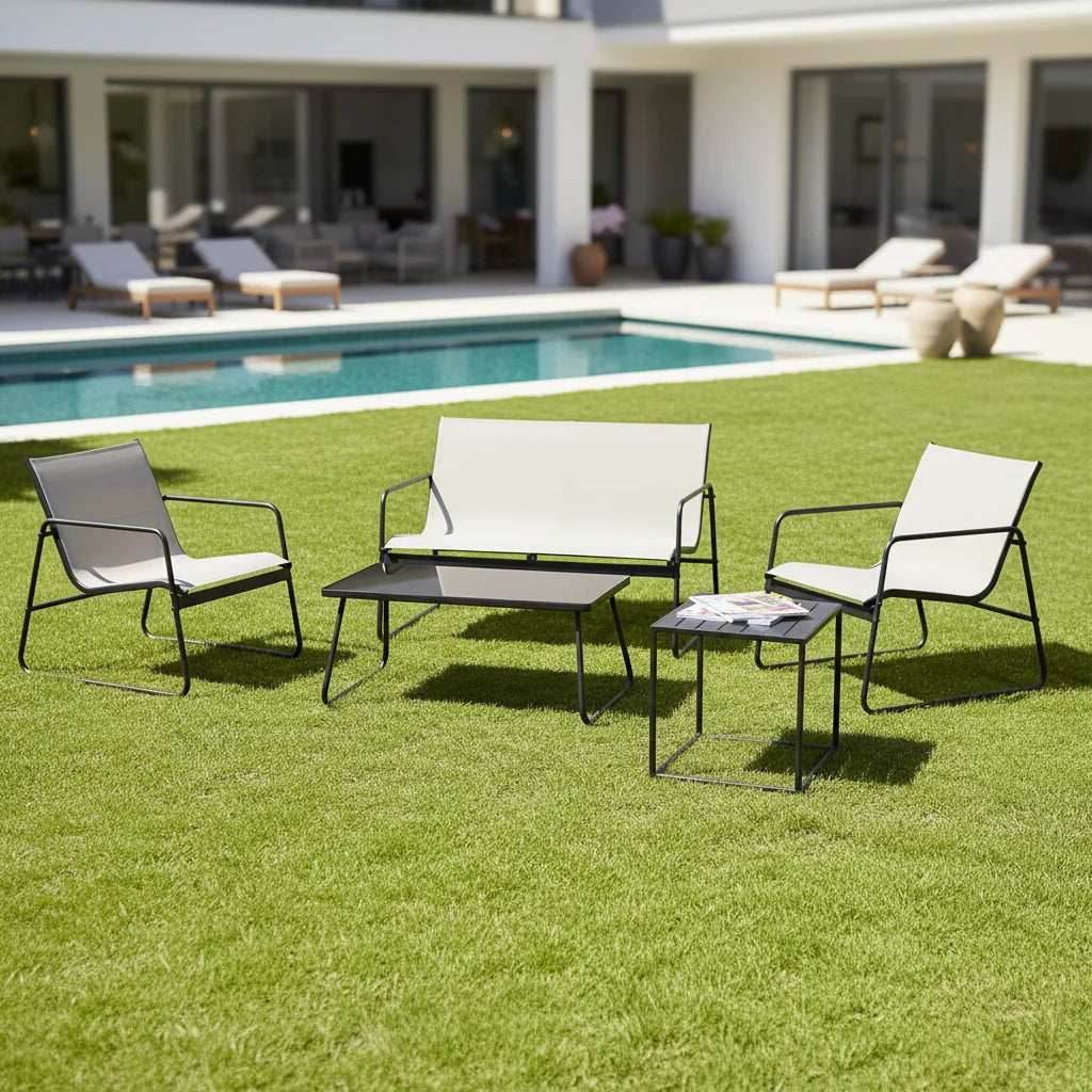 4-piece Durable Modern Comfortable Outdoor Courtyard Furniture Living Room and Garden Sofa Metal Frame 1-year Warranty