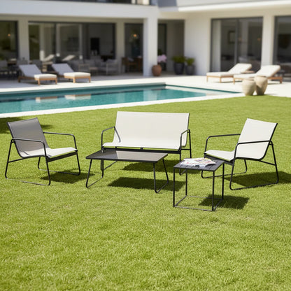4-piece Durable Modern Comfortable Outdoor Courtyard Furniture Living Room and Garden Sofa Metal Frame 1-year Warranty