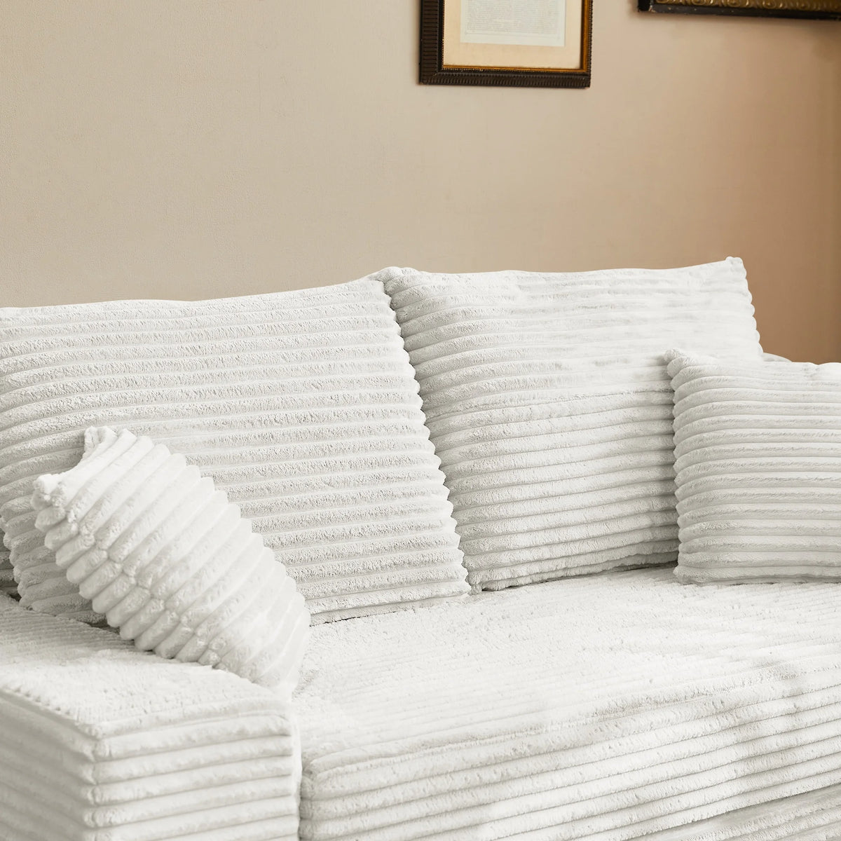 Modern Modular Loveseat Sofa Bed Convertible 2-in-1 Square Upholstered Durable Corduroy Fabric High-Density Foam Apartment Villa