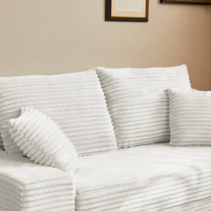 Modern Modular Loveseat Sofa Bed Convertible 2-in-1 Square Upholstered Durable Corduroy Fabric High-Density Foam Apartment Villa