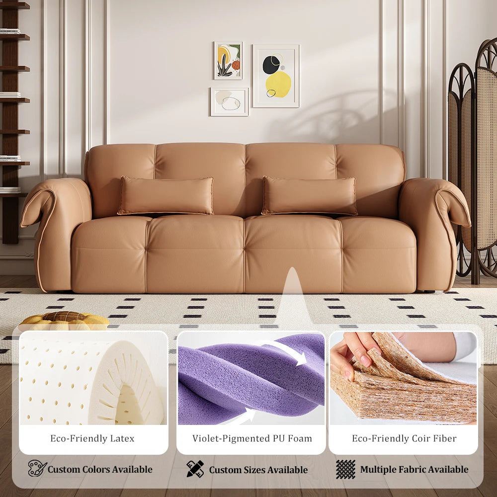 Fully Automatic Remote Control Electric Reclining Convertible Sofa Bed Genuine Leather L-Shape Solid Wood Frame Multifunctional