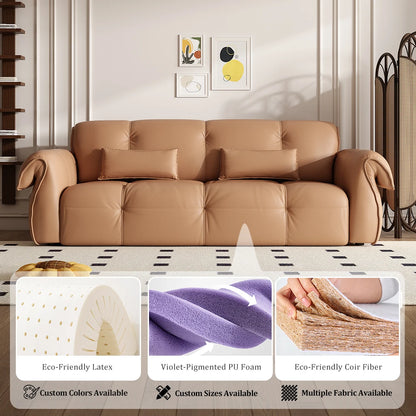 Fully Automatic Remote Control Electric Reclining Convertible Sofa Bed Genuine Leather L-Shape Solid Wood Frame Multifunctional