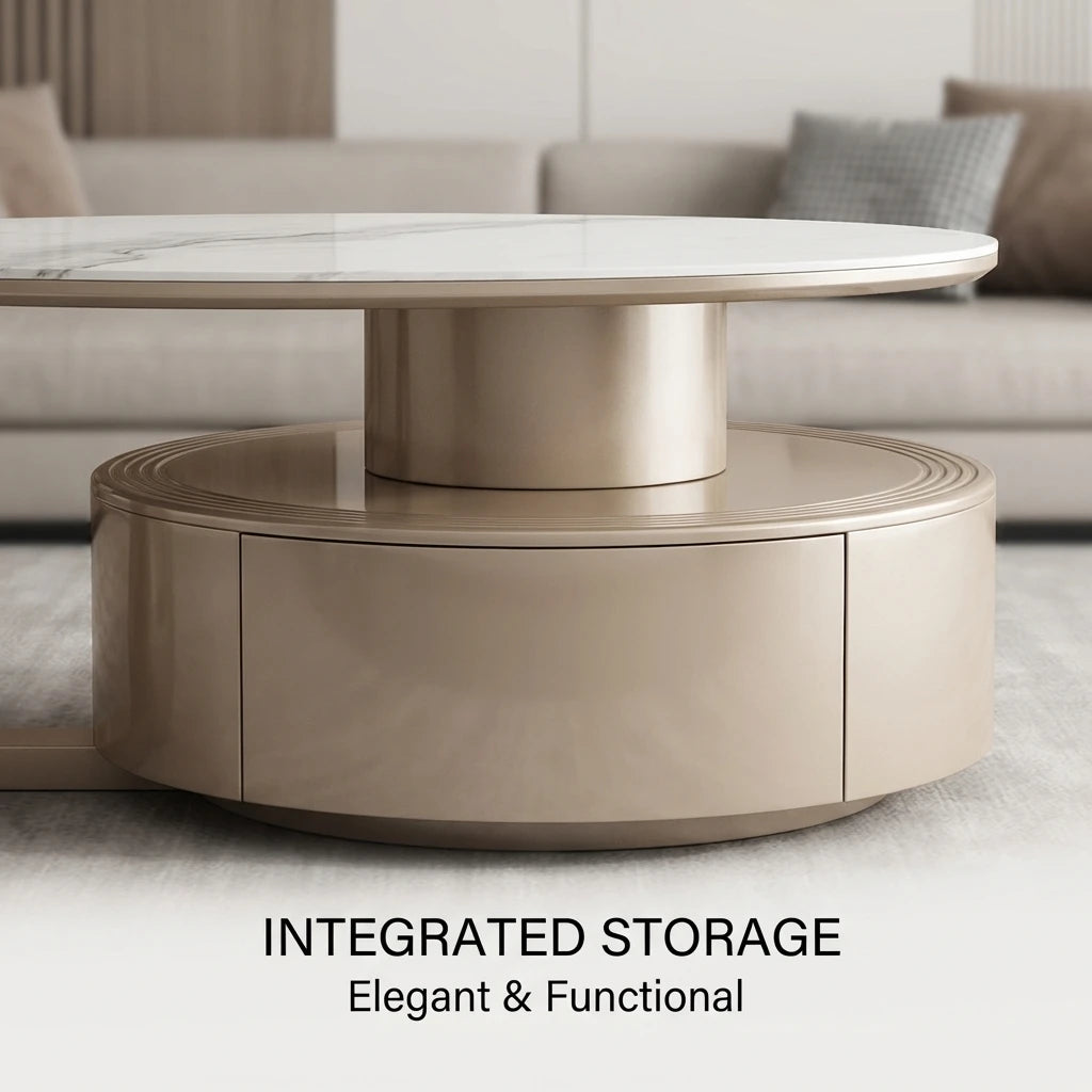 Modern Two-piece Design, Coffee Table, Wooden Board, Glossy Paint, Easy to Clean, Durable, Household Living Room Furniture