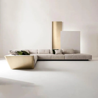 Italian Light Luxury Leather Sofa Living Room Three-person Stainless Steel Sofa Imported Frosted Leather Furniture