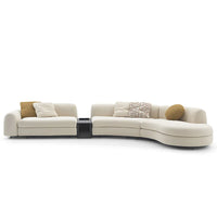 Nordic Style Convertible Upholstered Fabric Sectional Sofa with Curved Arms for Hotel Living Room Apartment