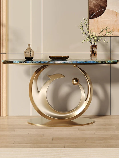 Modern Luxury Marble Slab Entrance Table Living Room Facing Door Wall End Scenic Platform Corridor Storage Rack Eco-friendly