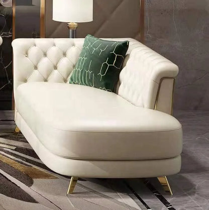 Modern Living Room Set Furniture Luxury White Leather Sofa Set Chesterfield Gold Stainless Steel Legs Sofa Set with Coffee Table