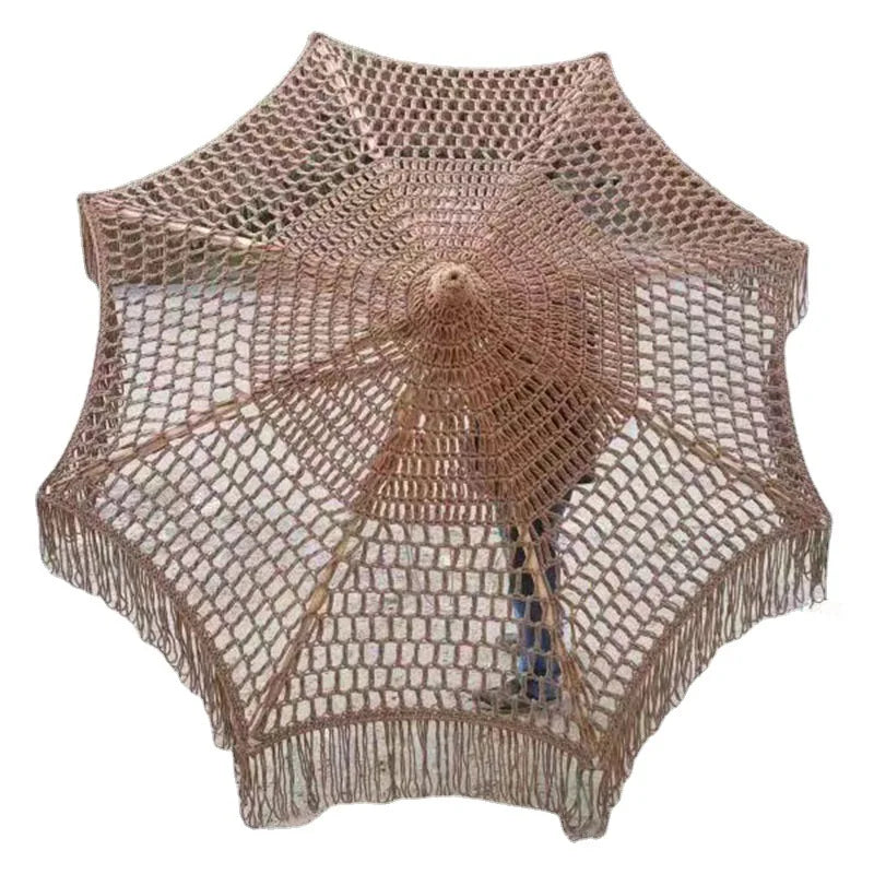 Outdoor Hollow Carved Design Mid Pole Umbrella Fabric Cut Piece Quality Sunshade Chinese Manufacturer Furniture Parasol
