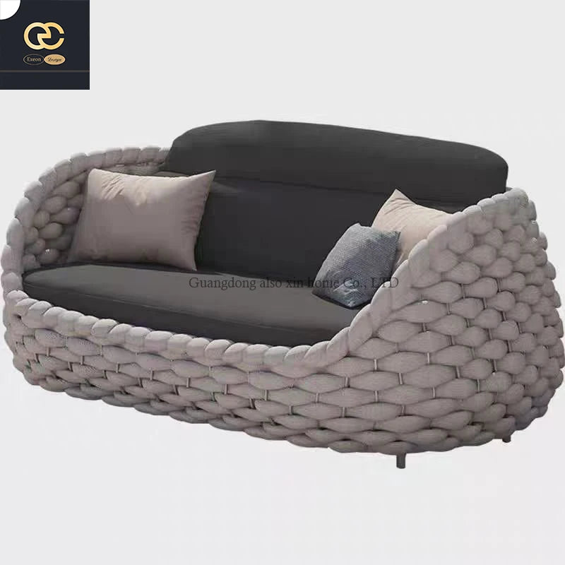 New Design Northern Europe Outdoor Luxury Rattan Woven Combination Sofa Simple Villa Design Terrace Furniture