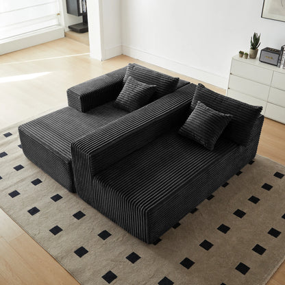 Modern Sherpa L-Shaped Flannel Modular Sectional Sofa Three Seat Corner Apartment Villa Living Room Armless Cushion Back Color