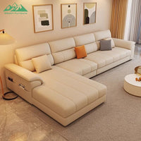 Wayon  Modern Italian Light Luxury Straight Sofa Gray Fabric with Storage Pockets and Pillows for Small Living Room