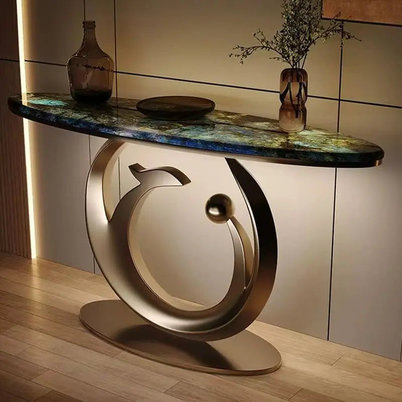 Modern Luxury Marble Slab Entrance Table Living Room Facing Door Wall End Scenic Platform Corridor Storage Rack Eco-friendly