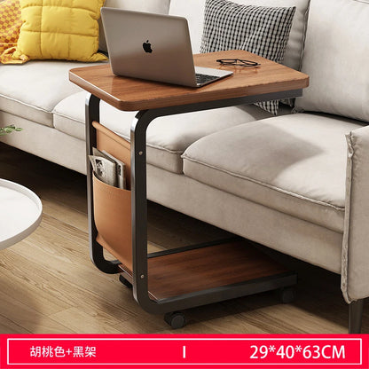 Metal Wooden Wood Modern Mobile Coffee Tables Mini Corner Small square Sofa Side Table Computer Bedside for Living Room