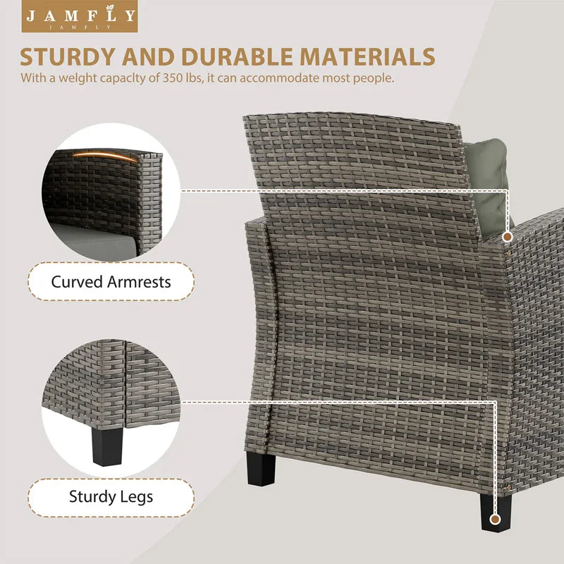 Anti-fading Patio Furniture 3 Pieces/4 Pieces Sofa Outdoor Wicker Loveseat Set With Cushions with Removable Cushion Covers