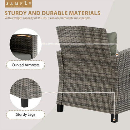 Anti-fading Patio Furniture 3 Pieces/4 Pieces Sofa Outdoor Wicker Loveseat Set With Cushions with Removable Cushion Covers