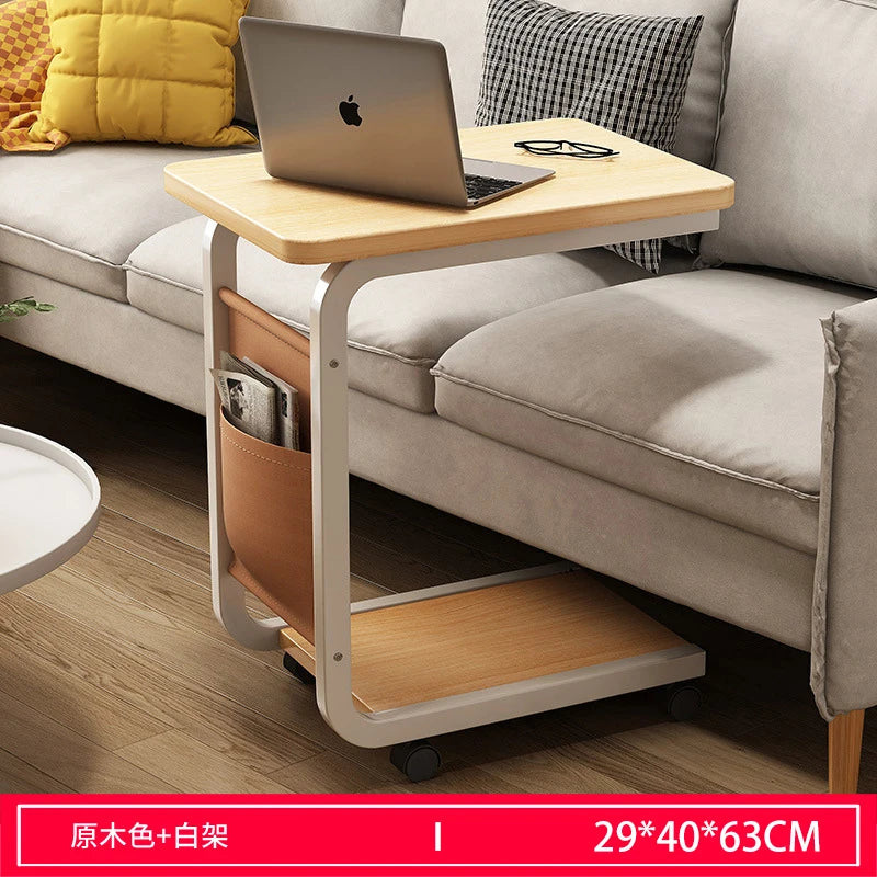 Metal Wooden Wood Modern Mobile Coffee Tables Mini Corner Small square Sofa Side Table Computer Bedside for Living Room