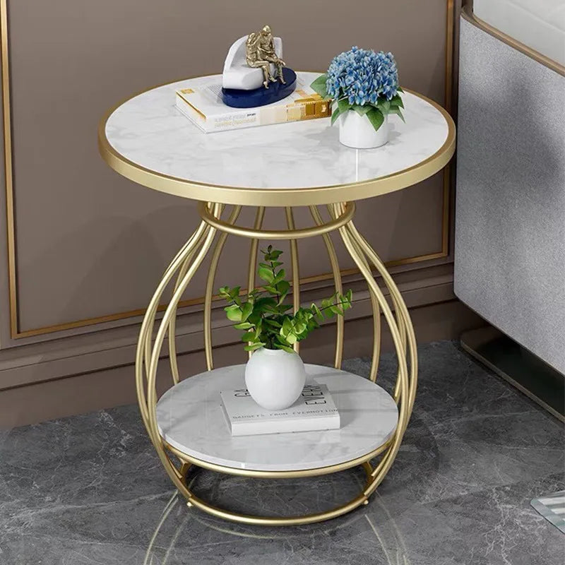 Luxury Modern Minimalist Coffee Table Side Table Made of Sintered Stone with Metal Frame for Home Office School for Dining Park