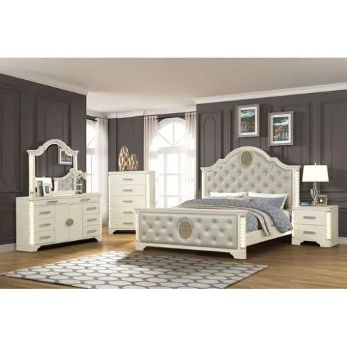 5 Piece Classic Furniture Wood King Bed Modern Bedroom  Wooden Bed Furniture Home Bedside Table