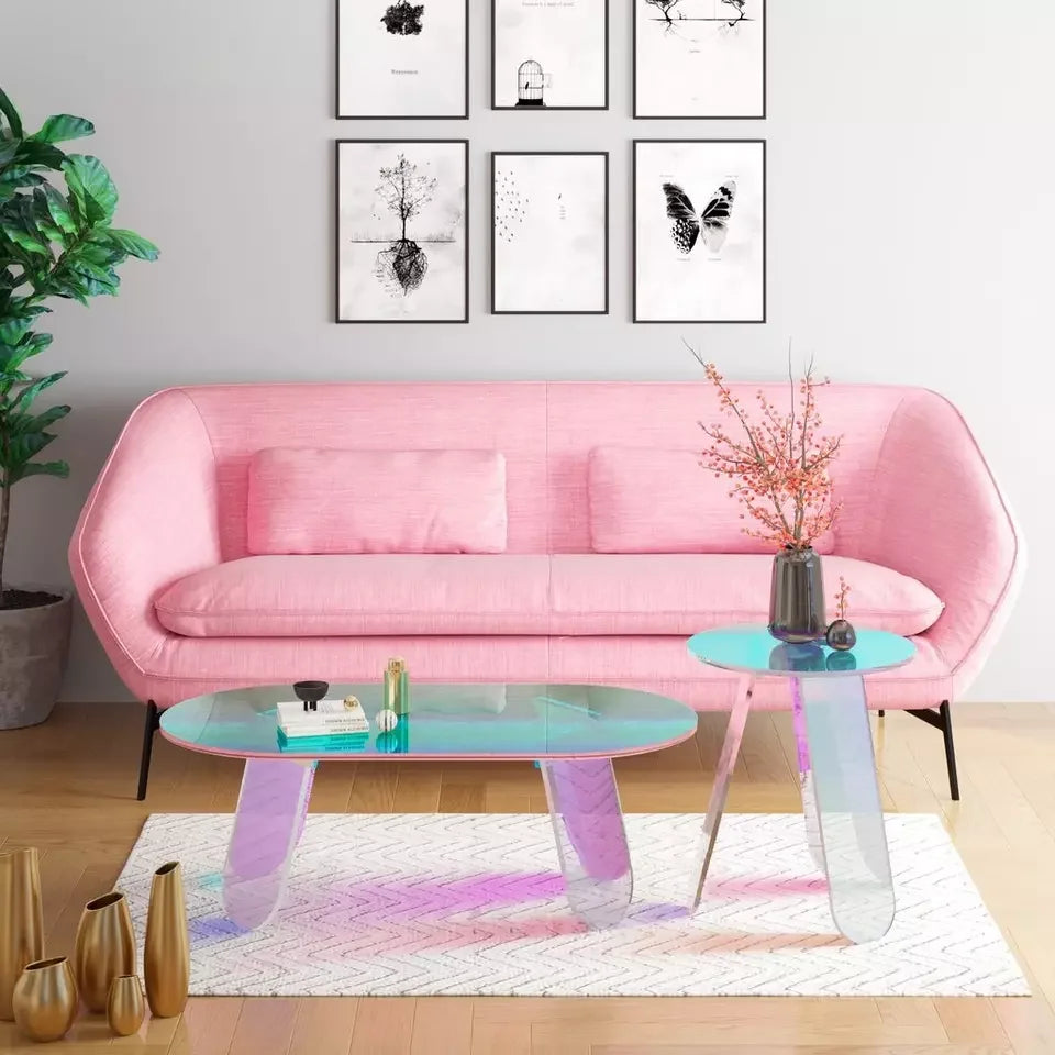 Nordic Modern Sofa Side Round Acrylic Coffee Table rainbow Colorful Living Room Center Side Tea Table