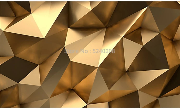 Photo Wallpaper Modern 3D Stereo Golden Geometric Murals Living Room TV Background Wall Decor Self-Adhesive Waterproof Stickers