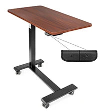Vaunn Adjustable Overbed Bedside Table With Wheels (Hospital and Home Use), Walnut Brown Side Tables Coffee Height Living Room