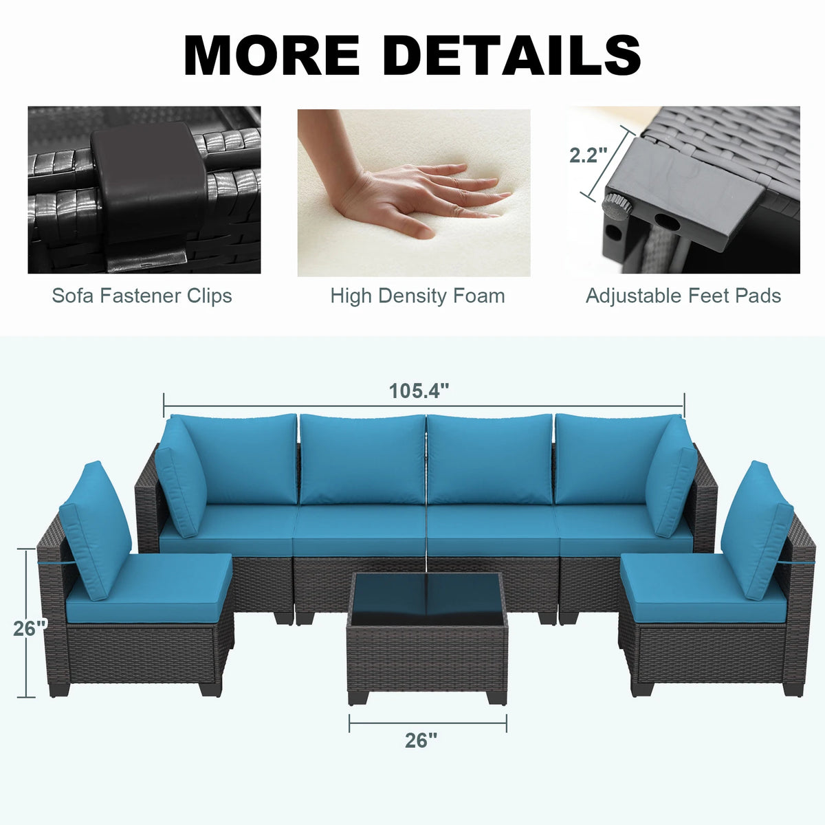 USA Warehouse Outdoor Sofas Rattan Wicker Patio Garden Sofa Set Furniture Waterproof