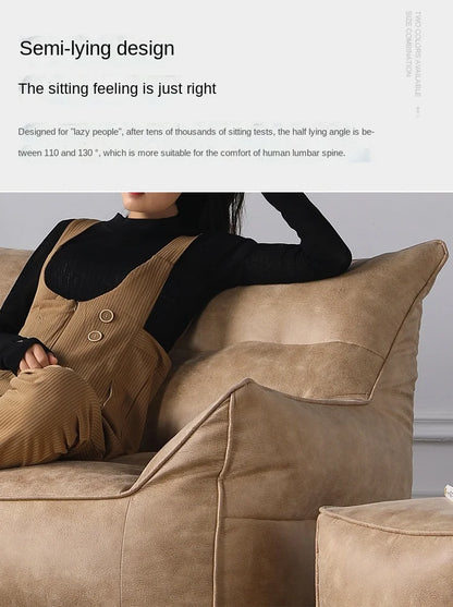 OTAUTAU 3-seat Retro Faux Leather Bean Bag Sofa Cover SF003【No Filler Inside ! You Need To Buy The Filler By Yourself！】