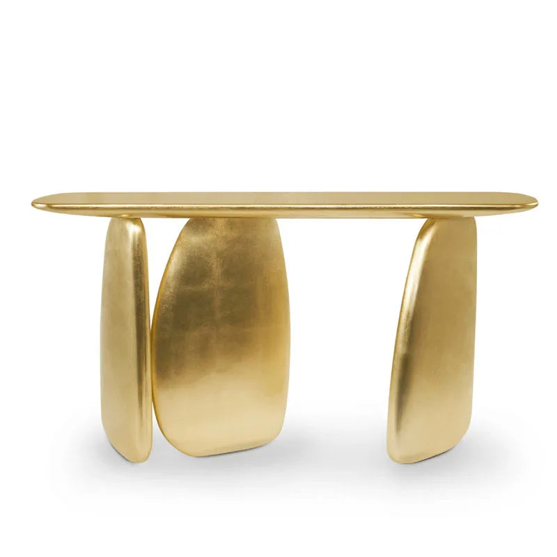 Luxury Modern Gold Console Table for Entrance Hallway Living Room & Villa Corner Irregular Oval Portal Console Furniture