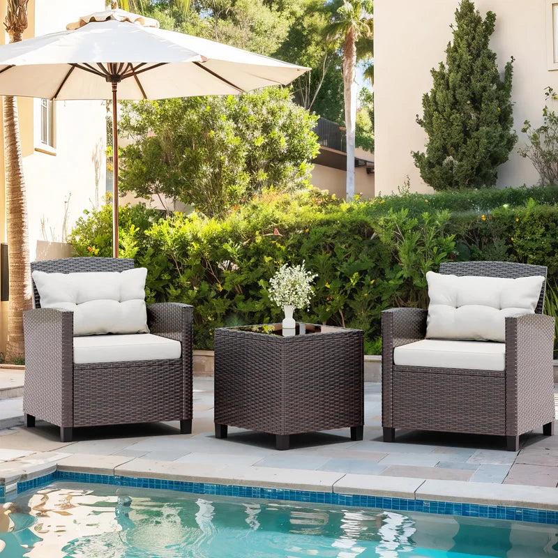 Anti-fading Patio Furniture 3 Pieces/4 Pieces Sofa Outdoor Wicker Loveseat Set With Cushions with Removable Cushion Covers