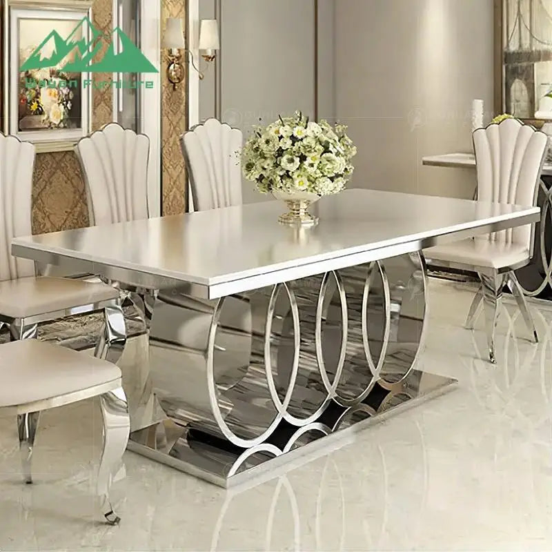 Wayon Modern Luxury Dining Table Unique Interlocking Rings Pedestal Table for Villa Project Use