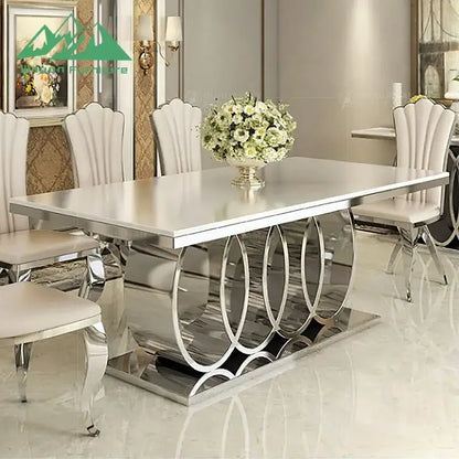 Wayon Modern Luxury Dining Table Unique Interlocking Rings Pedestal Table for Villa Project Use