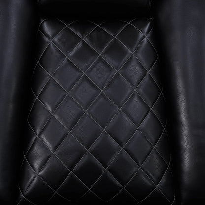 3-Piece Black Breathing Leather Recliner Sofa Set Upholstered Extendable Sponge Filling for Apartments Hotels Villas