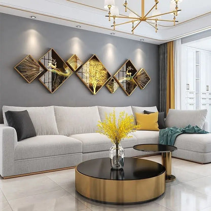 270X73cm Aluminum Alloy Frame Glass Gallery Hanging Paintings Living Room TV Sofa Background Crystal Wall Decor Dropshipping DDP