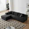 Modern Sherpa L-Shaped Flannel Modular Sectional Sofa Three Seat Corner Apartment Villa Living Room Armless Cushion Back Color