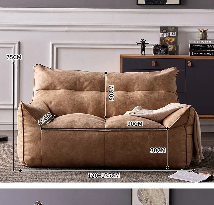OTAUTAU 3-seat Retro Faux Leather Bean Bag Sofa Cover SF003【No Filler Inside ! You Need To Buy The Filler By Yourself！】