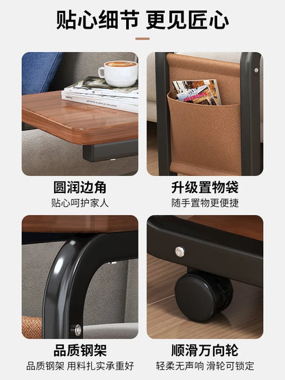 Metal Wooden Wood Modern Mobile Coffee Tables Mini Corner Small square Sofa Side Table Computer Bedside for Living Room